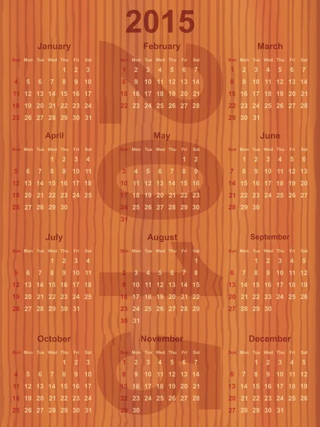 Calendario del año 2015 — Vector de stock