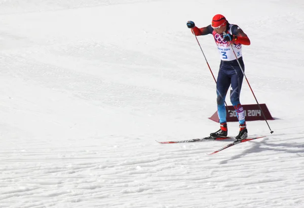 Legkov during Mens Cross-country 50km mass start — Stock Photo, Image