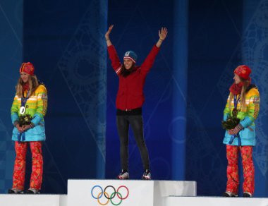kısa parça bayanların paralel slalom snowboard madalya töreni