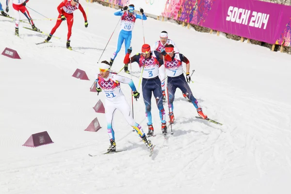 Leaders du ski de fond masculin 50km départ en masse — Photo