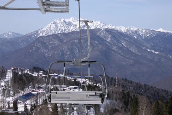 Chairlift in Caucasian mountains — Stock Photo, Image