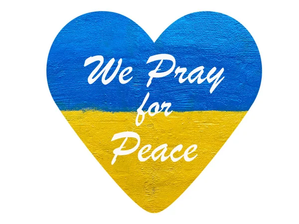 Молимся Послание Мира Сердце Украинским Флагом Изолированным Белом — стоковое фото