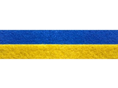 Beyaz üzerinde izole edilmiş Ukrayna bayrağı olan pürüzsüz keçeli çizgiler.