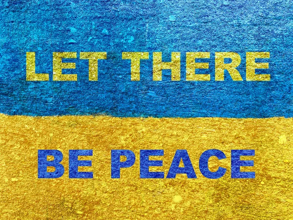Σλόγκαν Υπάρξει Ειρήνη Στην Ουκρανική Σημαία Ζωγραφισμένη Στον Τοίχο — Φωτογραφία Αρχείου