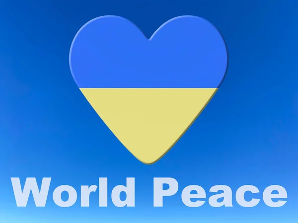Sta Met Oekraïne Hart Met Oekraïense Vlag Boven Slogan Wereldvrede — Stockfoto