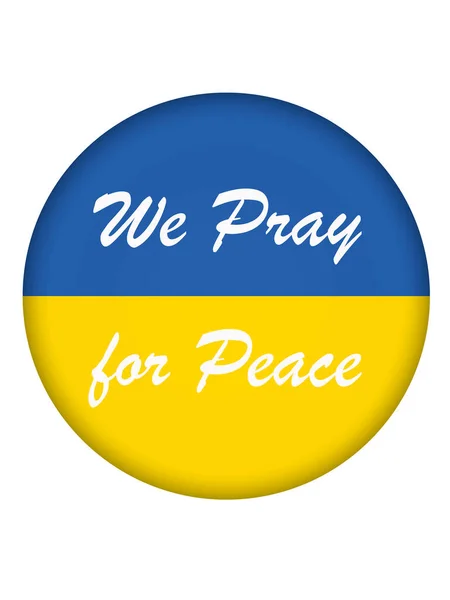 Молимся Мир Круглой Кнопке Украинским Флагом Изолированным Белом — стоковое фото