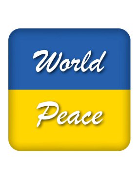 Beyaz bayrağın üzerinde Ukrayna bayrağı olan kare tuşuna Dünya Barışı mesajı