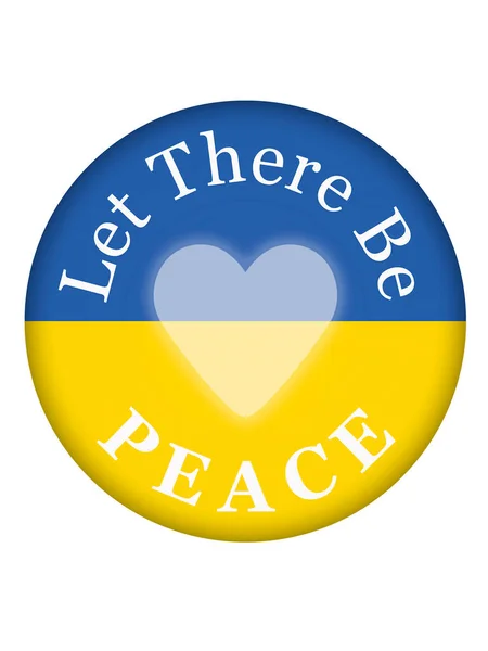 Круглая Кнопка Украинским Флагом Сердцем Лозунгом Будет Мир — стоковое фото