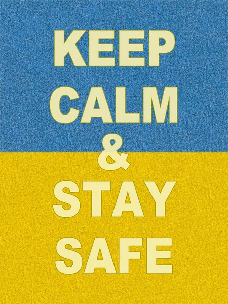 Stand Ukraine Szlogen Keep Calm Stay Safe Karton Festett Ukrán — Stock Fotó