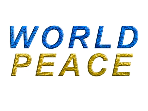 Mensagem Paz Mundial Feita Bandeira Ucraniana Pintada Parede Sobre Branco — Fotografia de Stock
