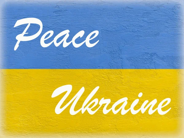 Ukrayna Nın Yanında Dur Taş Duvarda Ukrayna Bayrağı Üzerine Barış — Stok fotoğraf