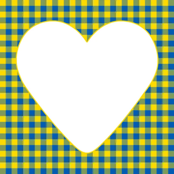 Stand Ukraine White Heart Gingham Pattern Made Ukrainian Flag Stripes — Stock Photo, Image