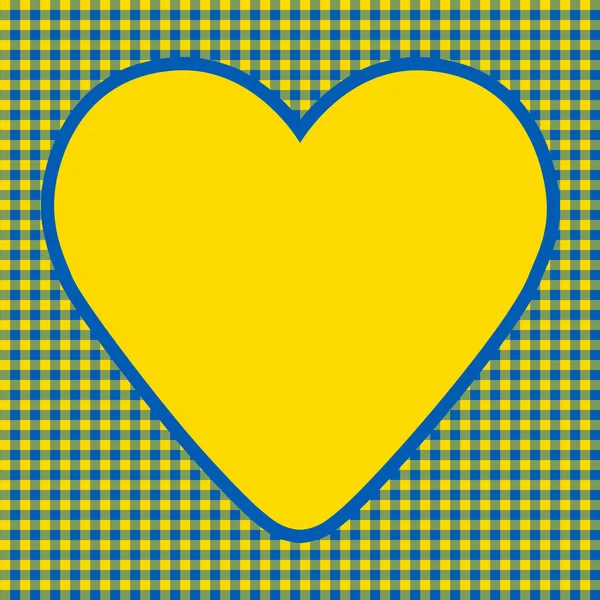 Stand Ukraine Yellow Heart Gingham Pattern Made Ukrainian Flag Stripes — Stock Photo, Image