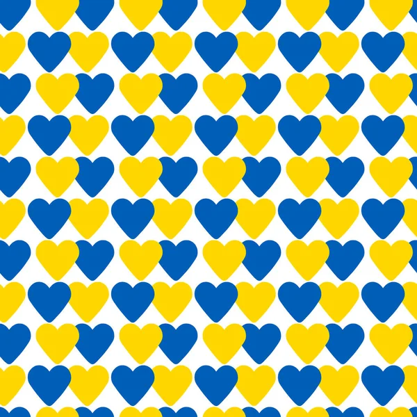 Stand Ukraine Background Abstract Seamless Pattern Made Blue Yellow Hearts — ストック写真