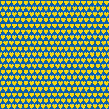 Ukrayna arkaplanı ile durun: mavi arkaplanda sarı kalplerden yapılmış pürüzsüz desen