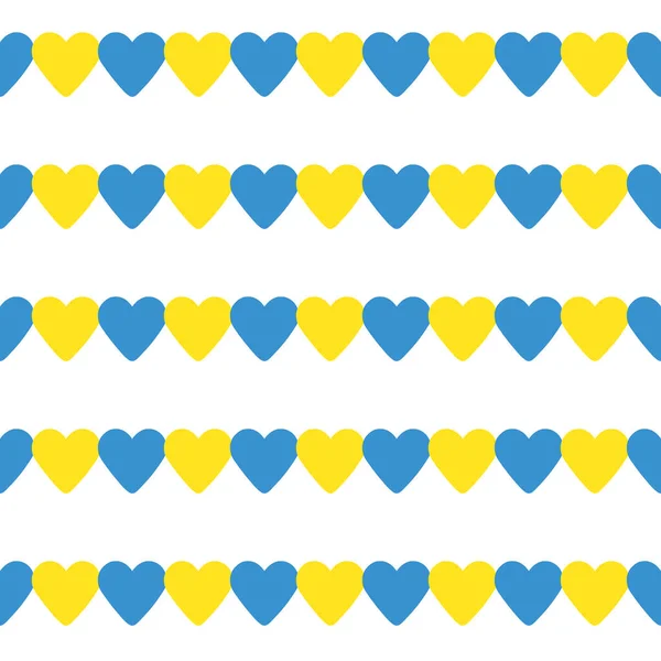 Stand Ukraine Backdrop Seamless Pattern Made Blue Yellow Hearts White — ストック写真