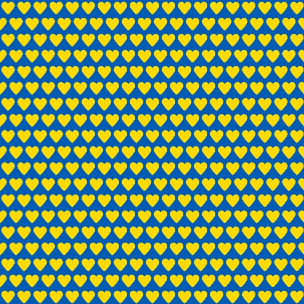 Stojan Ukrajinou Pozadí Bezešvé Vzor Žlutých Srdcí Modrém Pozadí — Stock fotografie