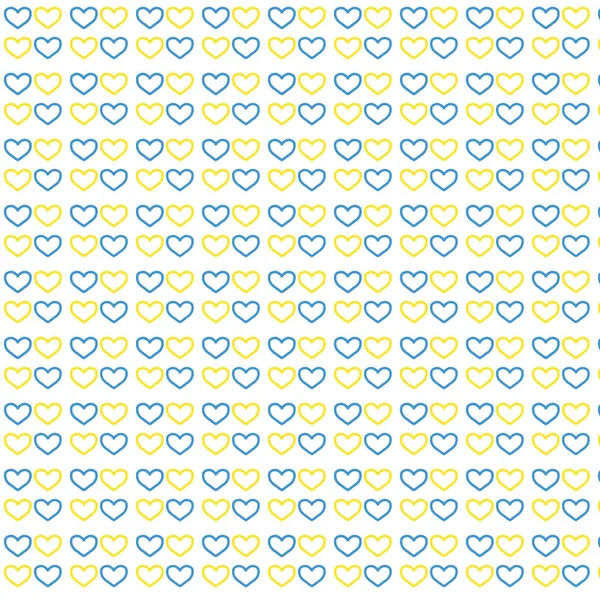 Стань Українською Текстурою Безшовний Візерунок Зроблений Блакитних Жовтих Сердець Білому — стокове фото
