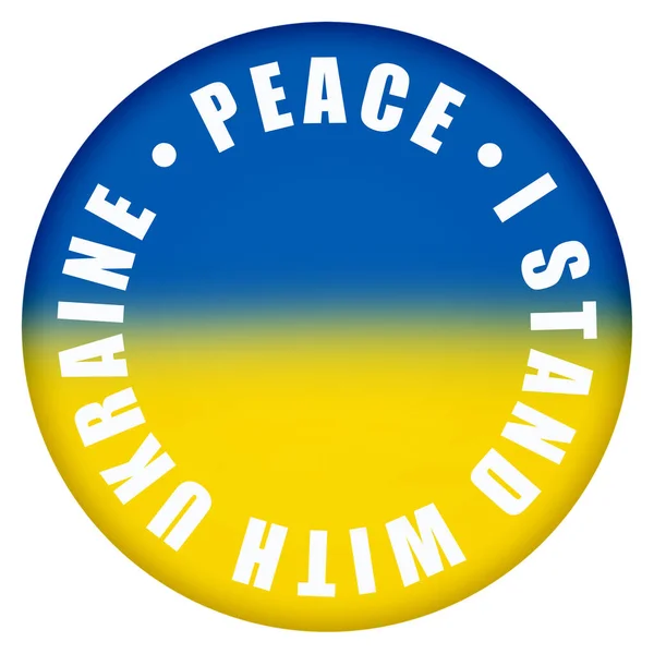 Ukrayna Nın Yanında Beyaz Üzerinde Ukrayna Bayrağı Bulunan Yuvarlak Düğme — Stok fotoğraf