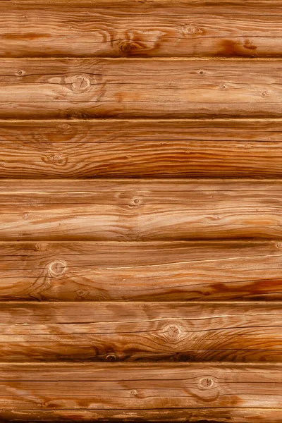 Detail Wooden Wall Made Brown Logs — Fotografia de Stock