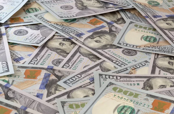 Heap One Hundred United States Dollars Banknotes — Zdjęcie stockowe