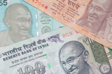 Hindistan 'ın para birimi: birkaç Hint rupi banknotuna yakın çekim