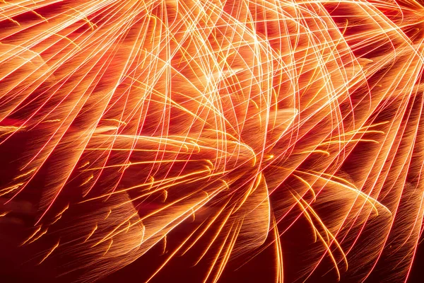 Abstract Holiday Background Bright Fireworks Night Sky — Photo