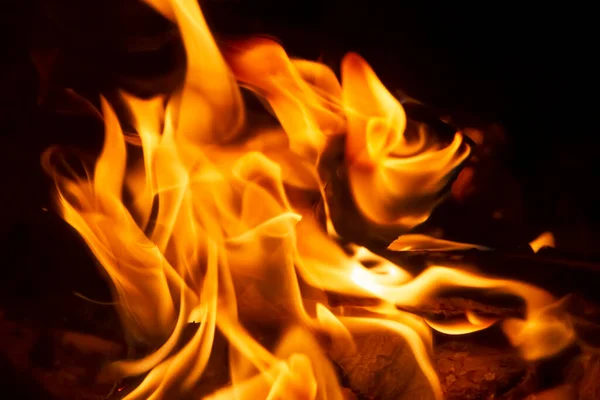 Close Burning Fire Night — Stock Photo, Image