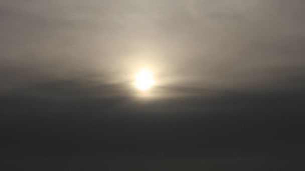 Sun behind density grey smog — Stock Video