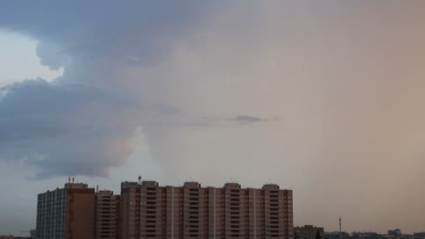 Forked lightnings over town — Stock Video