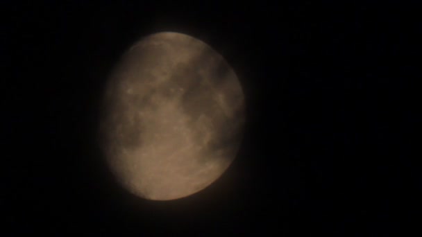 Moon disk through night dark mist — Stock Video