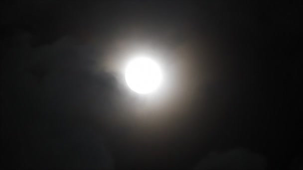 Volle maan achter licht wolken — Stockvideo