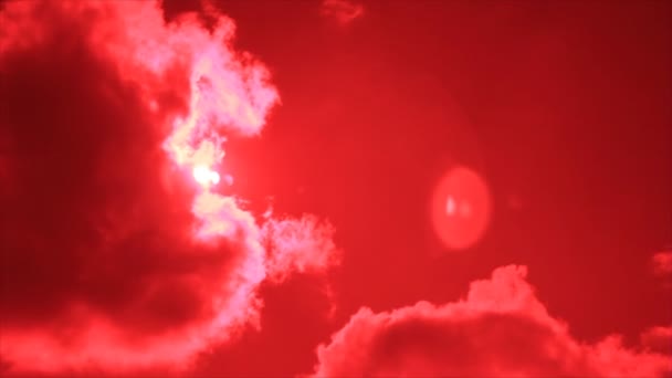Cielo rojo pálido con nubes rosadas time-lapse — Vídeos de Stock