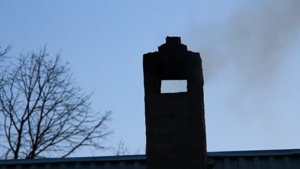 Old brick smokestack — Stock Video