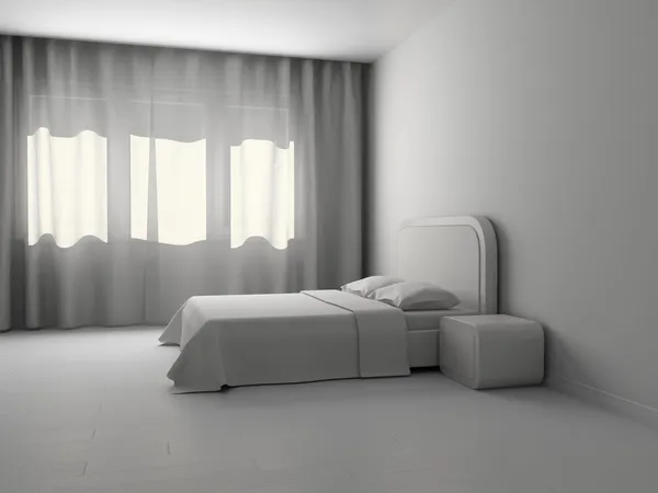 Dubbel bed en nachtkastjes — Stockfoto