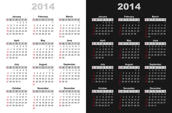 Kalender 2014 — Stockvektor