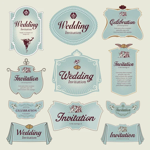 Vintage etikett - bröllop inbjudan — Stock vektor