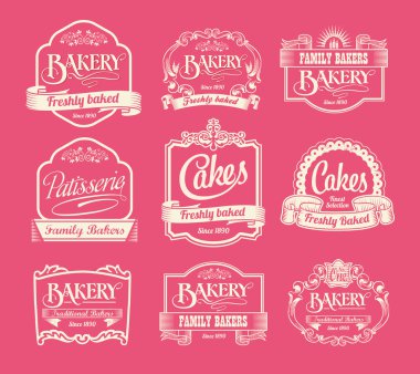 Vintage ekmek etiket, kurdela ve dekoratif afiş