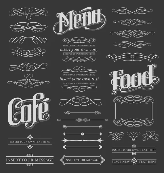 Kreidetafel Vintage Kalligraphie Vektor-Elemente — Stockvektor