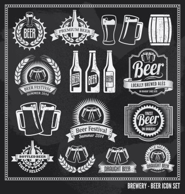 Beer icon chalkboard set clipart