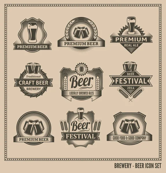 Etiquetas e iconos de cerveza retro — Vector de stock