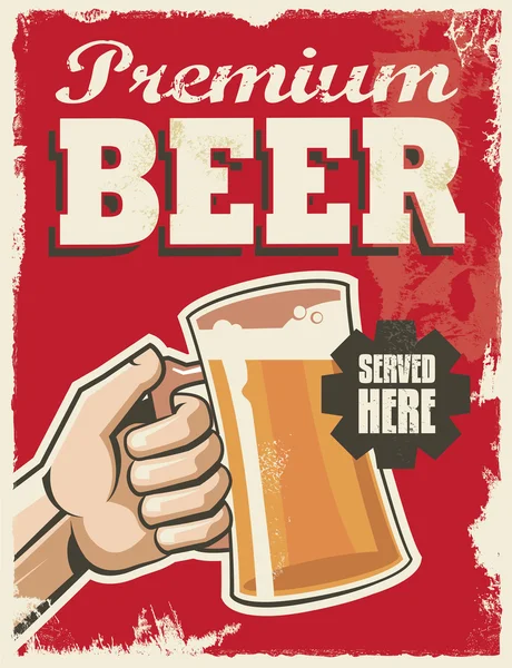 Cartel de cerveza retro vintage — Archivo Imágenes Vectoriales