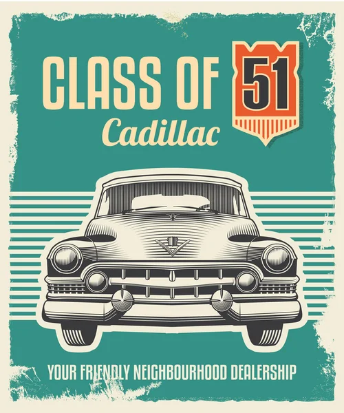 Sinal de metal vintage - poster de carro clássico — Vetor de Stock