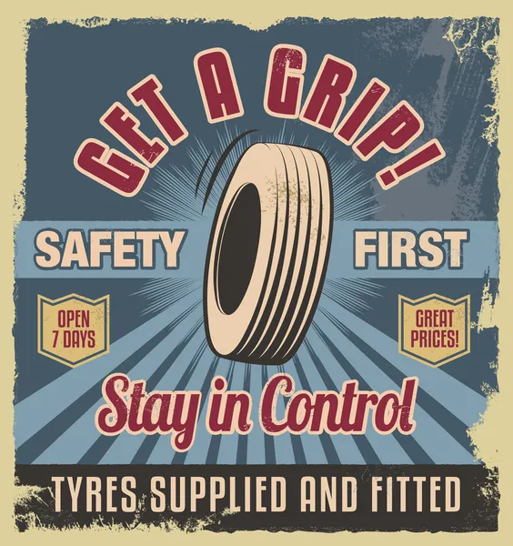Vintage metal işareti. Retro garaj poster - araba lastikleri