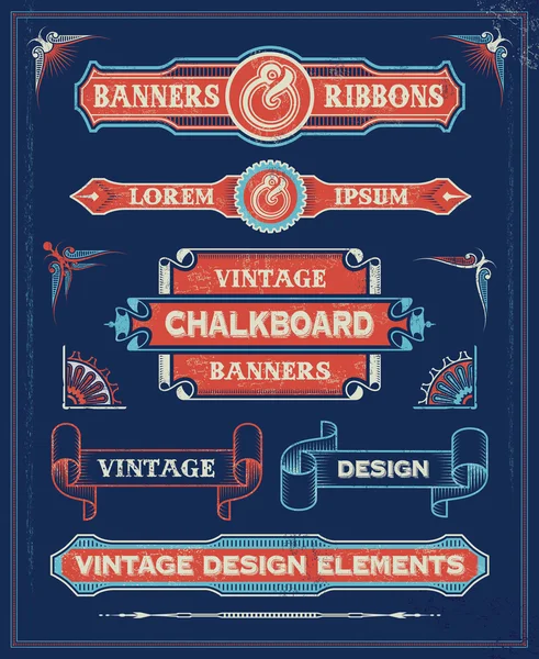 Banners vintage y elementos de diseño de cinta . — Archivo Imágenes Vectoriales