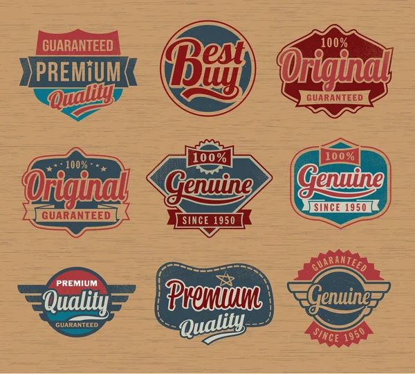 Étiquette et badges rétro vintage - Eléments de design vectoriel — Image vectorielle