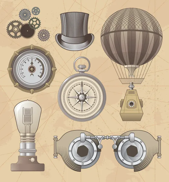 Vintage Steampunk elementos de design vetorial — Vetor de Stock