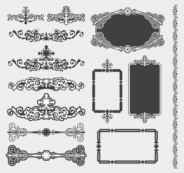 Vintage retro caligrafía conjunto de desplazamiento — Archivo Imágenes Vectoriales