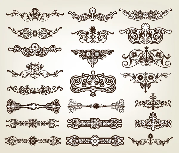 Elementos decorativos de diseño de desplazamiento — Archivo Imágenes Vectoriales