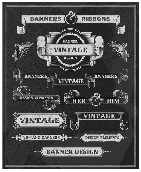 Banner vintage y conjunto de diseño de cinta Gráficos Vectoriales